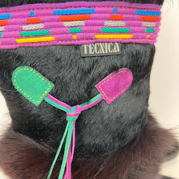 Tecnica Fur Boots Womens US 6.5 Euro 37 Black Eskimo Aztec Ski Made in Italy - Picture 4 of 13
